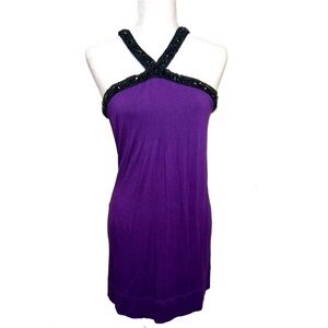 Express beaded dress / purple & black / size large